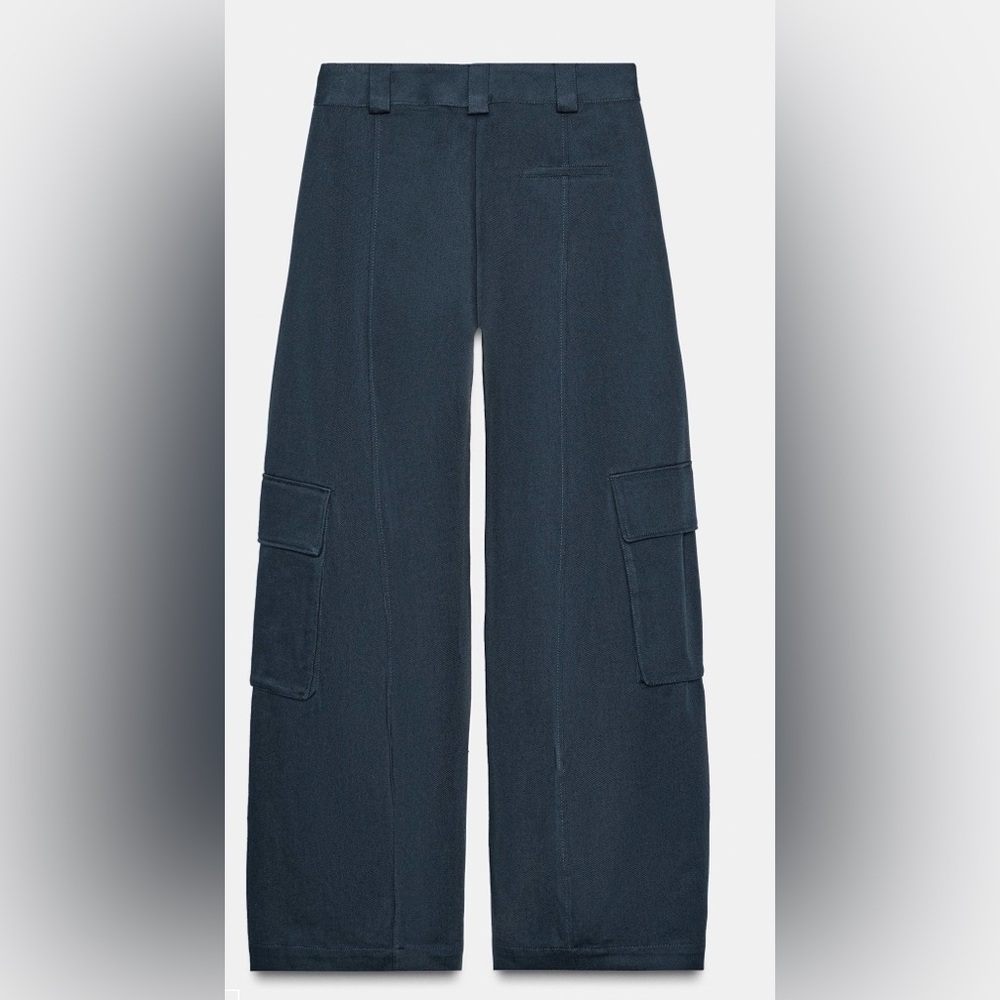 Zara pants Women's Mid rise Navy Wide-Leg Pants Xs (but feels like Small) - Picture 3 of 3